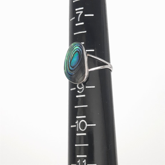 925 Sterling Silver Signed Abalone Shell Ring Size 8.5 Beautiful - Picture 6 of 8